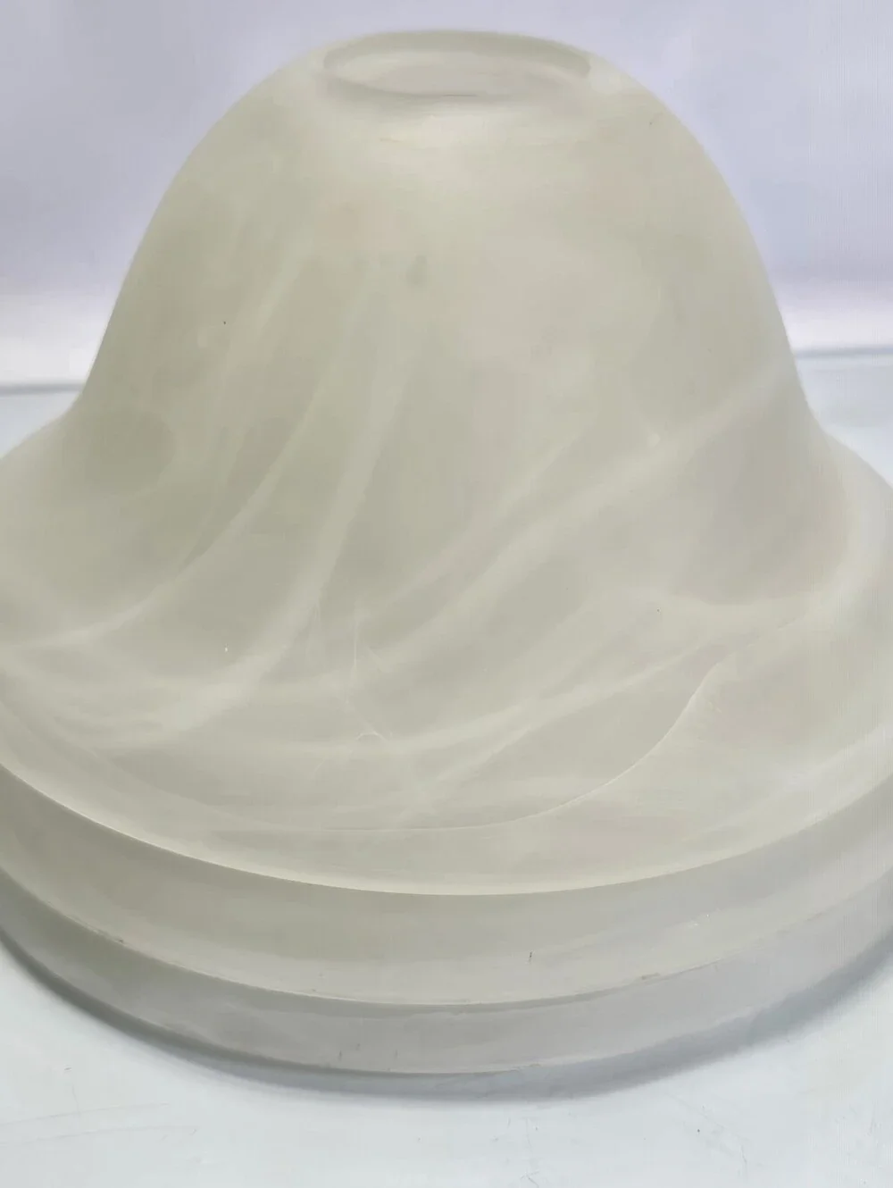 Vintage Set of 3 Frosted Glass Lamp Shades Hobnail Ribbed Bell Scalloped